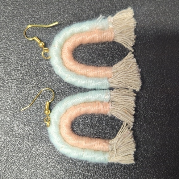 Cutest Rainbow Fabric Fuzzy Earrings - Picture 2 of 2